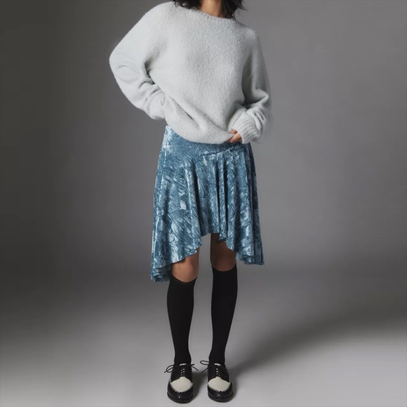 Urban Outfitters Crushed Velvet Mini Skirt Blue Large - Picture 6 of 14
